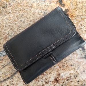 Fossil Black Tri-Fold Flap Leather Wallet